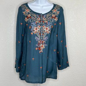 Sundance‎ Cordelia Tunic Floral Embroidery. Cupro. Medium